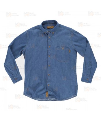 Camisa vaquera de manga larga con bolsillos   -Hombre-