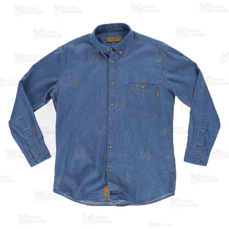 Camisa vaquera de manga larga con bolsillos   -Hombre-