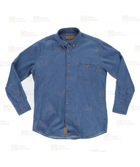 Camisa vaquera de manga larga con bolsillos   -Hombre-