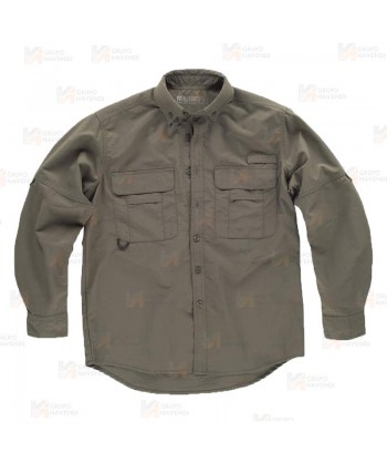 Camisa manga larga transpirable tipo safari color verde caza