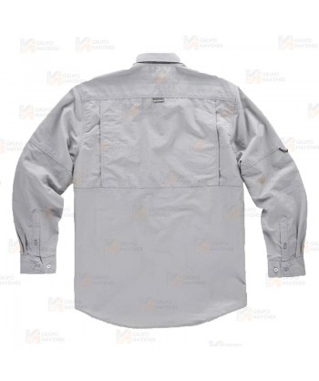 Camisa manga larga transpirable tipo safari color gris claro