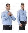 Camisa manga larga transpirable tipo safari color celest