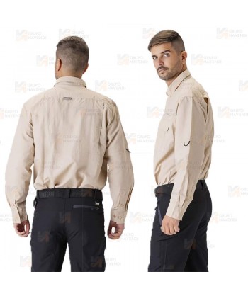 Camisa manga larga transpirable tipo safari color beige