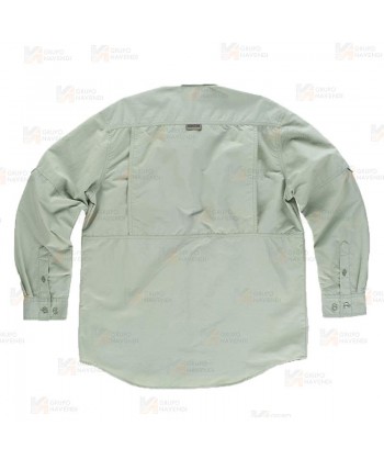 Camisa manga larga transpirable tipo safari color verde topo