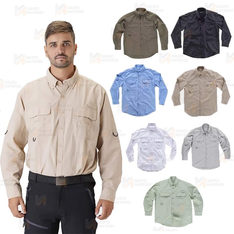 Camisa manga larga transpirable tipo safari