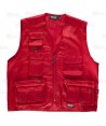 Chaleco laboral multibolsillos tipo reportero  color rojo