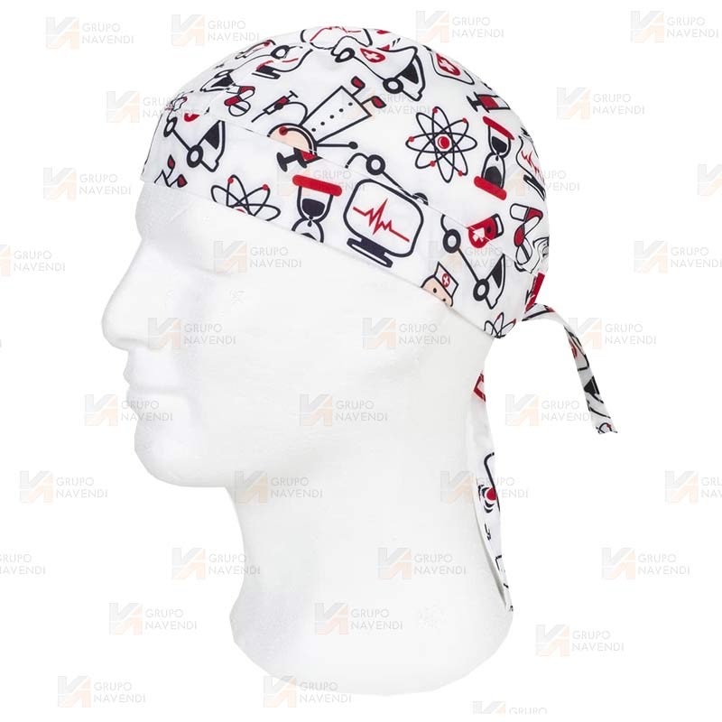 Bandana estampada con elásticos y cordones