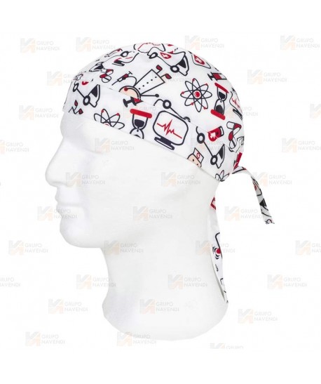 Bandana estampada con elásticos y cordones
