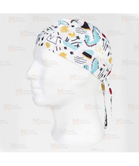 Bandana estampada con elásticos y cordones