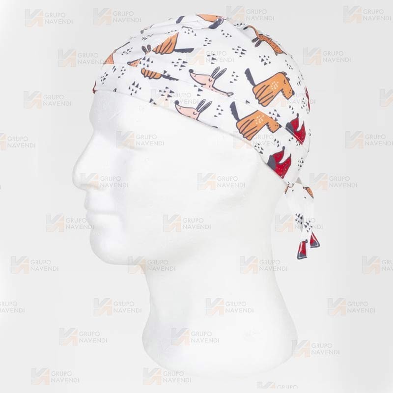 Bandana estampada con elásticos y cordones