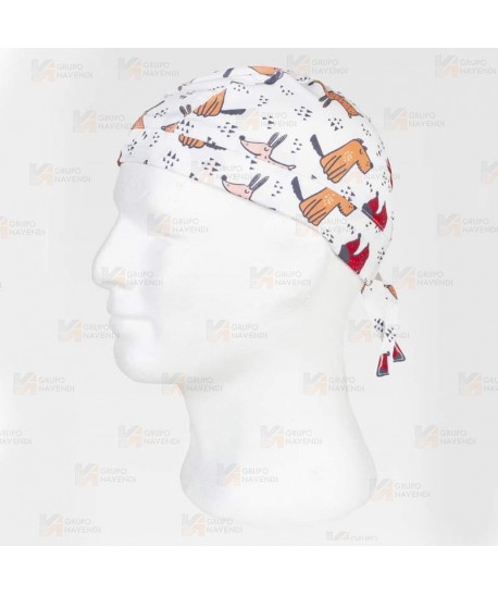 Bandana estampada con elásticos y cordones
