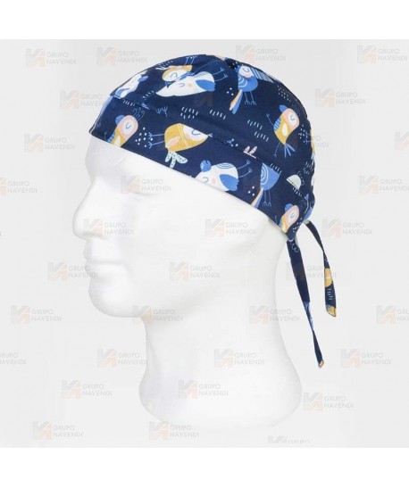 Bandana estampada con elásticos y cordones