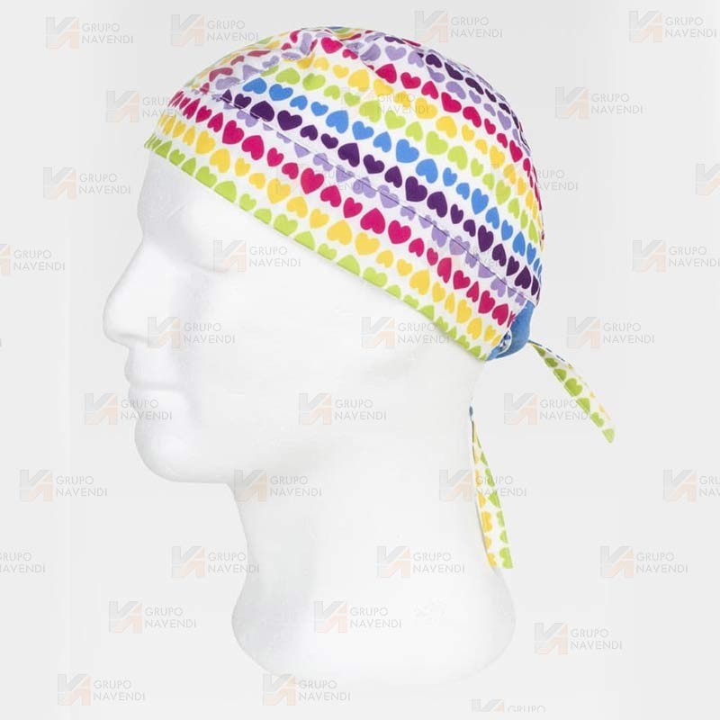 Bandana estampada con elásticos y cordones