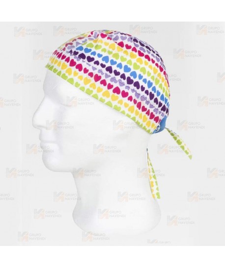 Bandana estampada con elásticos y cordones