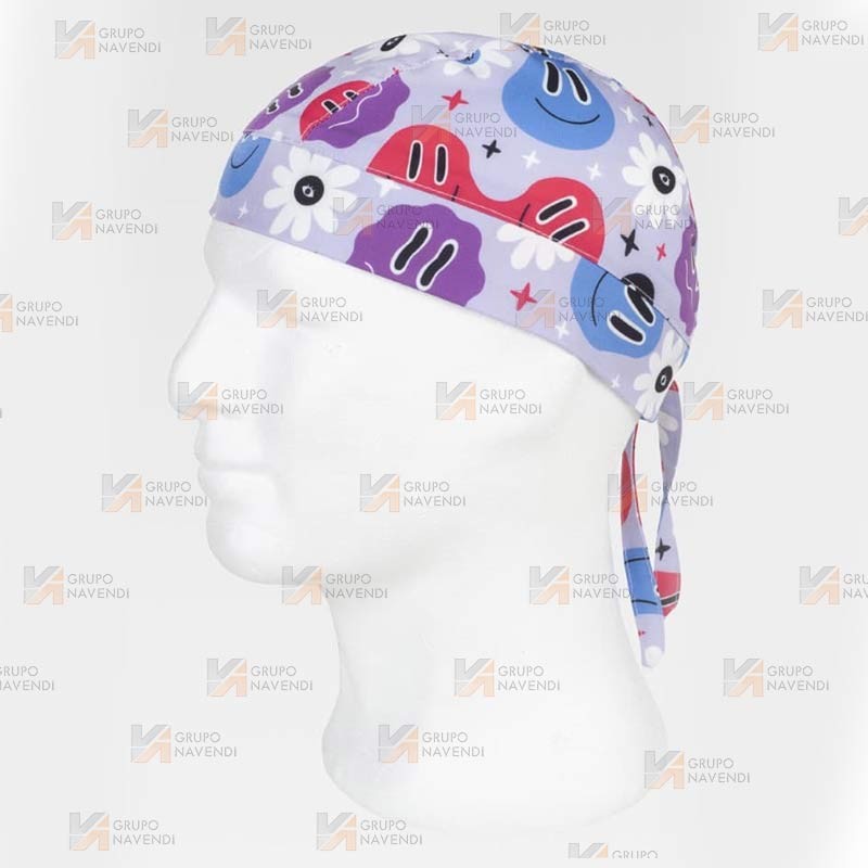 Bandana estampada con elásticos y cordones