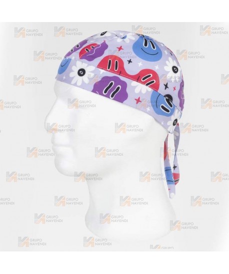 Bandana estampada con elásticos y cordones