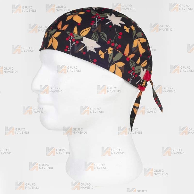 Bandana estampada con elásticos y cordones