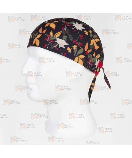 Bandana estampada con elásticos y cordones