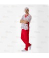 Casaca sanitaria estampada de manga corta y bolsillos  -Unisex-