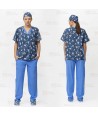 Pantalón sanitario unisex con tejido elástico y ajuste de cordón color celeste