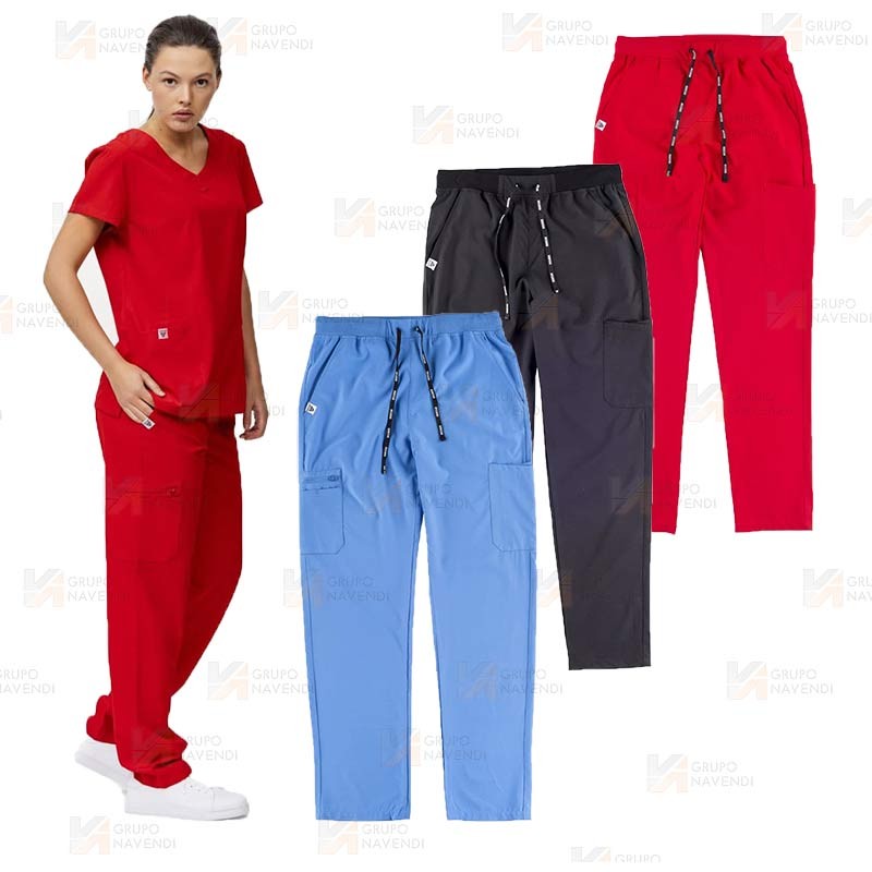 Pantalón sanitario unisex con tejido elástico y ajuste de cordón.