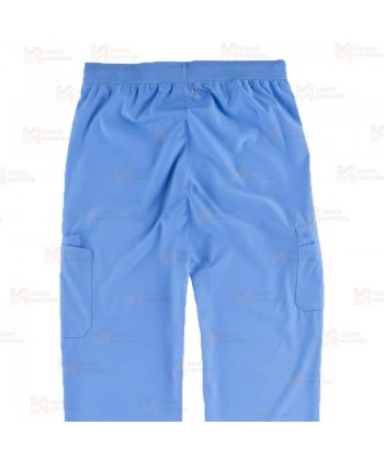 Pantalón sanitario unisex con tejido elástico y ajuste de cordón color celeste