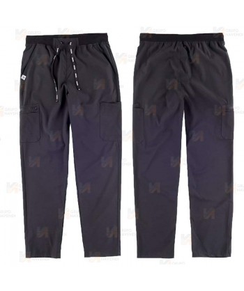Pantalón sanitario unisex con tejido elástico y ajuste de cordón color negro