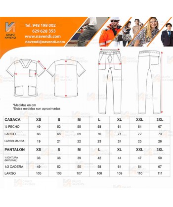 Conjunto sanitario unisex de casaca y pantalón con tejido elástico color azafata