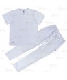 Conjunto sanitario unisex de casaca y pantalón con tejido elástico color blanco