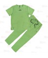 Conjunto sanitario unisex de casaca y pantalón con tejido elástico color verde