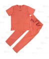 Conjunto sanitario unisex de casaca y pantalón con tejido elástico color coral
