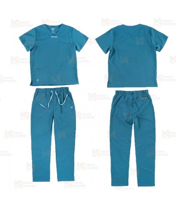 Conjunto sanitario unisex de casaca y pantalón con tejido elástico color azafata