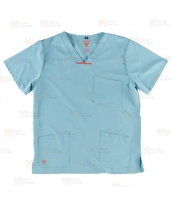 Conjunto sanitario unisex de casaca y pantalón con tejido elástico color verde agua