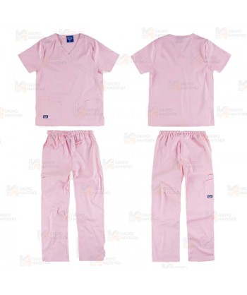Conjunto sanitario elástico de casaca y pantalón color rosa