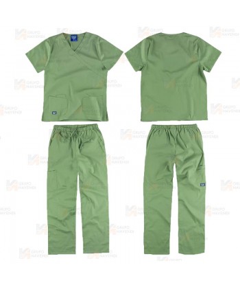 Conjunto sanitario elástico de casaca y pantalón color verde