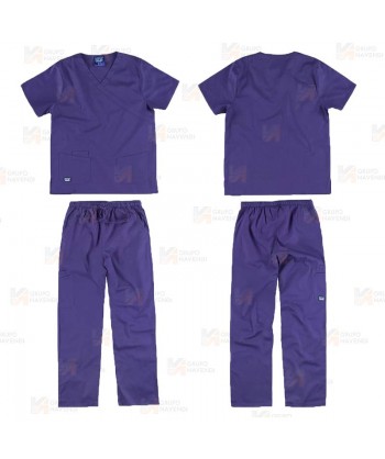 Conjunto sanitario elástico de casaca y pantalón color morado