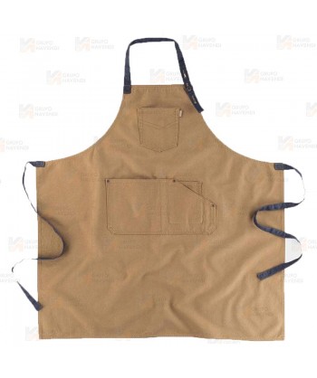 Delantal con peto de tela canvas de algodón  95 x 90 cm color beige