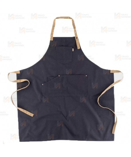 Delantal con peto de canvas color negro