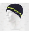 Gorro de punto con líneas discontinuas. Tejido ecológico color marino