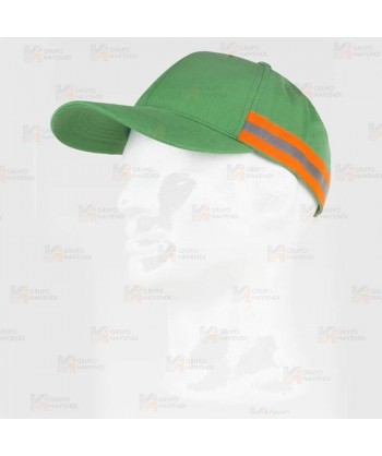 Gorra con cinta reflectante-fluorescente. Ajuste trasero con velcro.