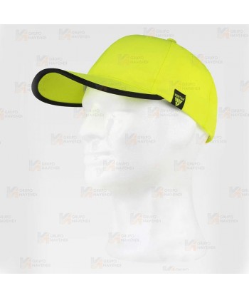 Gorra de alta visibilidad con cinta reflectante-fluorescente color amarillo flúor