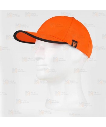 Gorra de alta visibilidad con cinta reflectante-fluorescente color naranja flúor