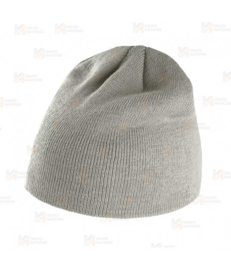 Gorro de punto acrílico de punto canalé grueso color gris claro