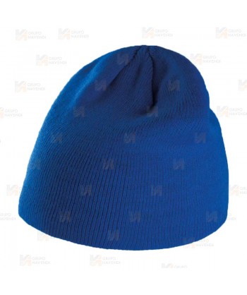 Gorro de punto acrílico de punto canalé grueso color azulina