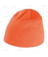 Gorro de punto acrílico de punto canalé grueso color naranja flúor