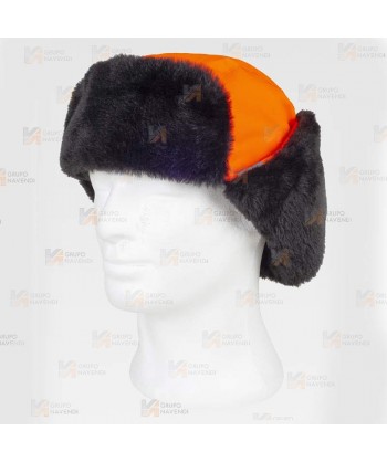 Gorro alta visibilidad con orejeras abatibles, forrado de pelo y acolchado