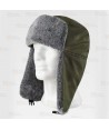 Gorro con orejeras abatibles, forrado de pelo y acolchado color verde caza