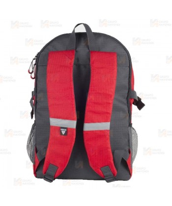 Mochila porta equipaciones en alta visibilidad de 20 litros color rojo y gris oscuro