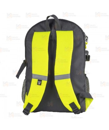 Mochila porta equipaciones en alta visibilidad de 20 litros color amarillo flúor y gris oscuro oscuro