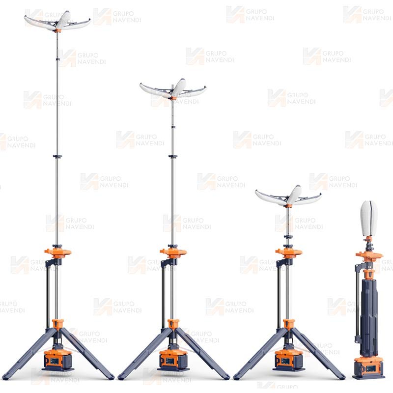 Torre telescópica portátil de iluminación esférica Cenit 300 (14.000 lúmenes)